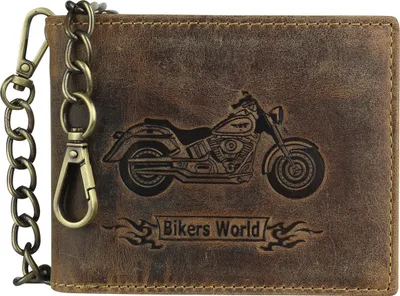 Zdjęcie produktu dla Greenburry Vintage 1796-BIKE-25 Skórzany portfel z kieszenią na monety i łańcuszkiem