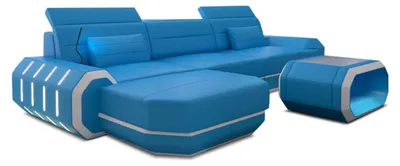 Produktbild von Ecksofa Roma aus Leder, L-Form, mit USB, LED-Beleuchtung, verstellbaren Kopfstützen, Sitzheizung und Bettfunktion