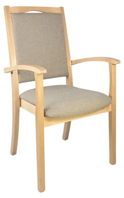 Produktbild von Alexander Hochlehner Seniorenstuhl – Ergonomischer Armlehnenstuhl für Senioren und Pflege.Stoffbezug:Stoff Kariba Beige,Bodengleiter:Kunststoff Weiss