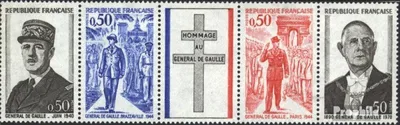 Produktbild von Briefmarken Frankreich 1971 Mi 1772-1775 Fünferstreifen (kompl.Ausg.) postfrisch Charles de Gaulle