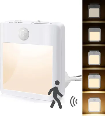 Produktbild von 1 Lampka Nocna Led Gniazdo Czujnik Ruchu Światło 2 Tryby Kolorystyczne Ściemnialna Lampka Nocna Do Przedpokoju Sypialni Żłobka Kuchnia Schody
