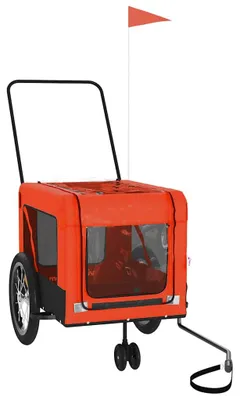 Productafbeelding van Hondenfietstrailer oxford stof en ijzer oranje en zwart