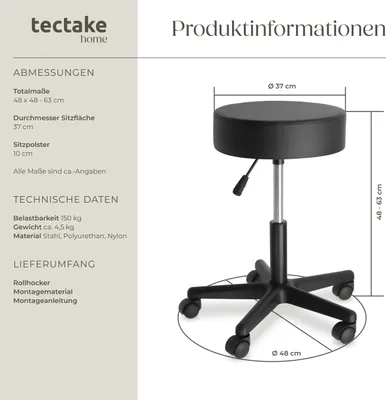 Produktbild von Rollhocker - schwarz