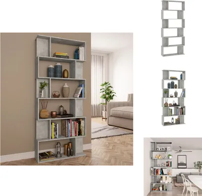 Produktbild von vidaXL Bücherregal/Raumteiler Betongrau 80x24x192 cm Holzwerkstoff -  Bücherregale & Bücherschränke