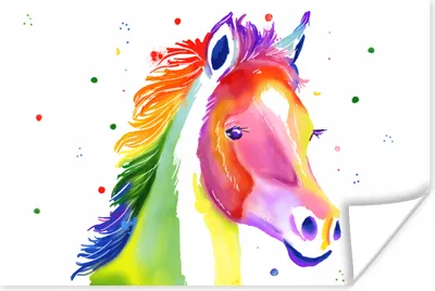 Produktbild von MuchoWow® Poster Pferd - Regenbogen - Polka dots - Mädchen - Kinder - Mädchen 60x40 cm - Schlafzimmerdekoration