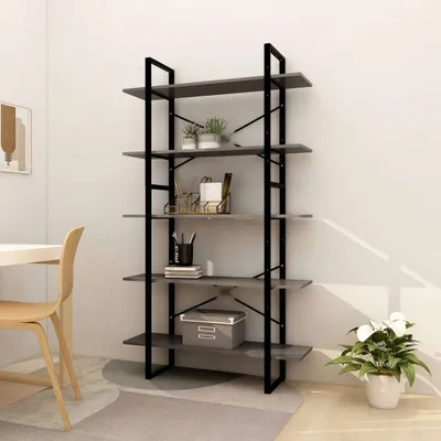 Produktbild von vidaXL Bücherregal 5 Fächer Grau 100x30x175 cm Massivholz Kiefer - Bücherregal - Bücherregale - Bücherschrank - Büroregal