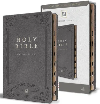 Produktbild von KJV Holy Bible, Giant Print Thinline Edition, Large Format, Gray Premium Imitation Leather, Red Letter, Thumb Index, Ribbon Marker