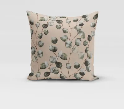 Produktbild von SCHÖNER LEBEN. Kissenhülle Eukalyptus Leaves Eukalyptusblätter natur Größe 50x50cm (HxB) 50x50cm (HxB) Größe