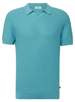 Produktbild von s.Oliver Herren Strick-Poloshirt blaugrün Regular Fit