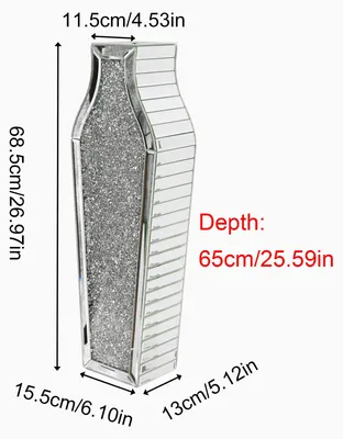Produktbild von Luxus Crush-Diamant Vase - Spiegel Bodenvase aus Glas - Modernes Design - 68 cm hoch - 16x11 cm - 60% MDF 40% Glas - Silber 719