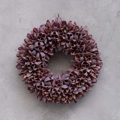 Produktbild von Moderner Kranz aus Bakuli in Mauve, ca. 20 cm Durchmesser, mit Aufhängering