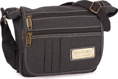 Zdjęcie produktu dla ORMI Torba męska na ramię miejska w stylu vintage płócienna canvas materiałowa lekka szara