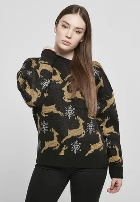 Immagine prodotto di Urban Classics Donna Maglione natalizio oversize nero/oro - S