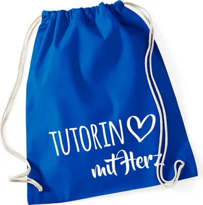 Produktbild von Huuraa Turnbeutel Tutorin mit Herz 12 Liter Bright Royal Baumwolle Rucksack Geschenkidee