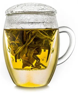 Produktbild von Creano Teeglas all in one, Große Teetasse mit Sieb und Deckel aus Glas, 400ml ein idealer Teebereiter