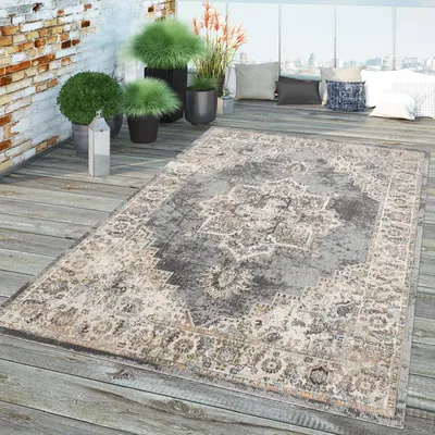 Produktbild von TT Home In-& Outdoor Teppich Küche Wohnzimmer Wetterfest Balkon Vintage Design Abstrakt Größe 80x150 cm