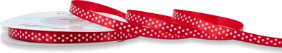 Satinband mit Punkten 6mm x 25m Rolle Rot