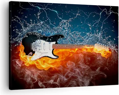 Produktbild von Bild auf Leinwand - Leinwandbild - Gitarre Instrument Musik - 70x50cm - Wand Bild - Wanddeko - Leinwanddruck - Bilder - Kunstdruck - Wanddekoration - Leinwand bilder - Wandkunst - AA70x50-0215