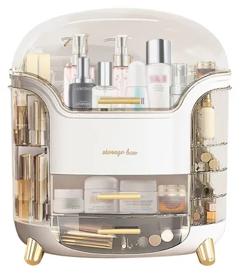 Image de Rangement pour maquillage avec couvercle et tiroirs, grande capacité de rangement