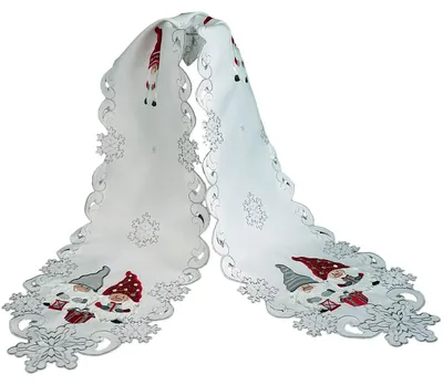Produktbild von Tischläufer AMIRA Weihnachten Wichtel Polyester weiß 25 x 160 cm