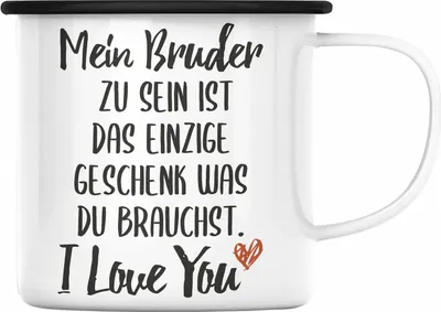 Produktbild von Trendation - Bruder Schwester Emaille Tasse Geschenk von Bruder Geschenkidee für Geschwister Emaille Emaille Tasse (Schwarz)