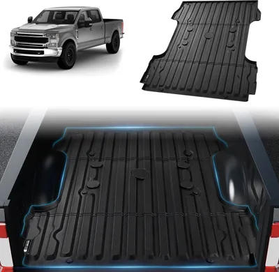 Immagine prodotto di Tappetino per pianale di carico VEVOR per camion compatibile con Ford F250/F350 2017-2024, tappetino in TPE per pianale di carico per camion 2060 x 1675 x 45 mm, materassino spesso nero