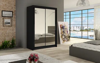 Produktbild von Šatní skříň se zrcadlem Urshula - šířka 120 cm, černá