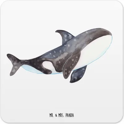 Produktbild von Mr. & Mrs. Panda Untersetzer für Gläser Orca 10er Set - Weiß - Geschenk, Tassen, Glas-Untersetzer, Arbeit, Motivation, Meer, Tischuntersetzer, Büro, Coaster, Wal