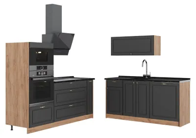 Productafbeelding van Keuken Vicco Fame-Line Anthrazit-Gold Landhaus/Goudkleurig Eiken 340 cm, WB Antraciet, Model 63689