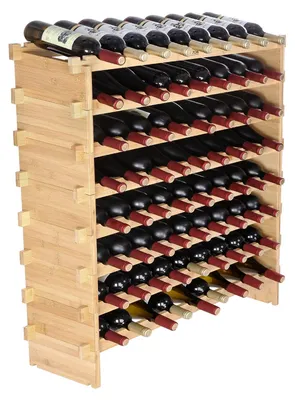 Immagine prodotto di Portabottiglie VEVOR Portabottiglie per 72 bottiglie, portabottiglie in bambù con 8 scomparti, portabottiglie vintage impilabile in metallo per cantina, bar, ripostiglio ecc. Portabottiglie Portabottiglie per vino Capacità di carico 80 kg