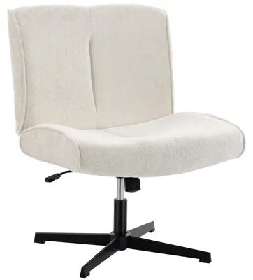 Produktbild von Drehbarer Akzentstuhl, Samtgepolsterter Lounge-Sessel mit Höhenverstellung für Wohnzimmer, Büro, Cremeweiß