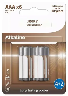 Produktbild von AAA/LR03 Alkaline Batterie 6er Pack mit 30% mehr Lebensdauer Ideal für alltäglic