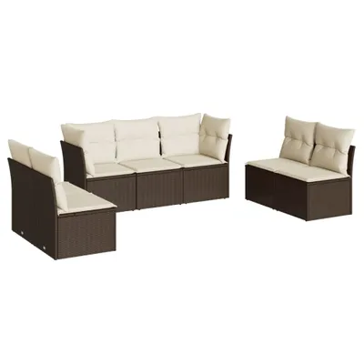 Produktbild von vidaXL 7-tlg. Garten-Sofagarnitur mit Kissen Braun Poly Rattan
