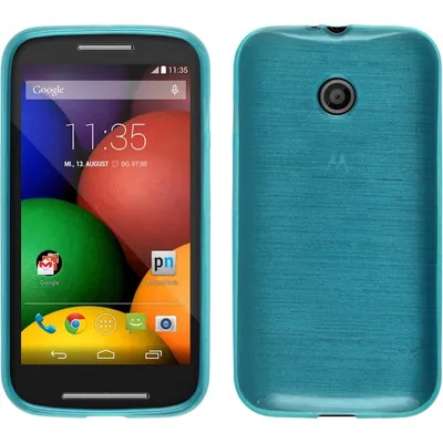 Produktbild von PhoneNatic Case kompatibel mit Motorola Moto E - blau Silikon Hülle brushed + 2 Schutzfolien
