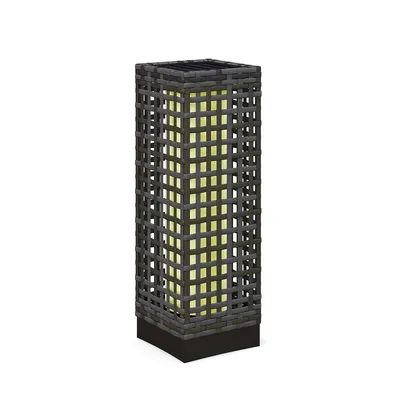 Produktbild von LED Solarleuchte mit Lichtsensor Wasserdichte Rattanoptik Außenleuchte Gartenleuchte Solarlampe 15,5 x 15,5 x 46 cm Grau