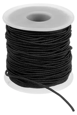 Produktbild von Elastische Schnur - Gummiband für Armbänder und Schmuckherstellung - 1,5 mm Durchmesser - 50 m Länge - Schwarz