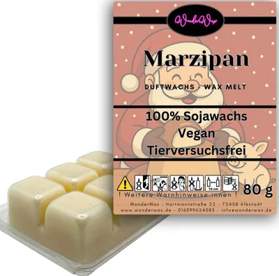 Produktbild von WonderWax Duftwachs Weihnachten Wax Melts für Duftlampe, 6 Würfel Duftmelt Wachsmelt Sojawachs Duftwachs Würfel für Raumdüfte, Wachs Duftöl Winter Indoor Schmelzen für Aromalampe Marzipan