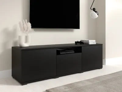 Produktbild von TV-Schrank 150 cm, Fernsehschrank, TV-Schrank, Schwarz Matt, Push-to-Open System, modernes Design, "Masimo"