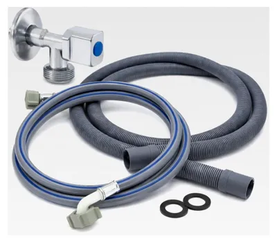 Produktbild von Schlauch-Set für Waschmaschine und Geschirrspüler, Wasserzulauf, flexibler Ablaufschlauch und Wasserhahn, universelles Set für einfache Installation