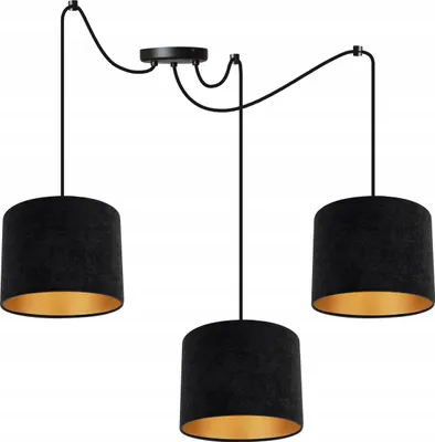 Produktbild von Elegante Spinnen-Hängelampe, Goldener Samt-Lampenschirm