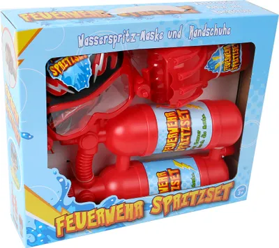 Produktbild von Feuerwehrlöscher Lösch Set für Kinder mit tragbarem Wasserbehälter, Helm und Handschuh