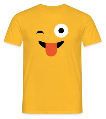 Produktbild von Spreadshirt Emoticon Zwinkern Kostüm Karneval Gruppenkostüm Männer T-Shirt, M, Gelb