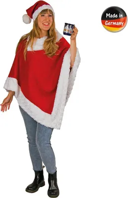 Poncho Weihnachten rot-weiß mit Mütze für Damen Onesize made in Germany Advent Gruppenkostüm SALE Weihnachtsmarkt Weihnachtsfeier Weihnachtsfrau