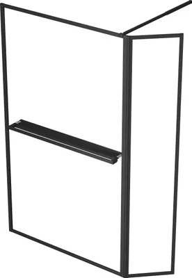 Image de Paroi de Douche avec Volet Pivotant 120+40x200cm - Profilé, Porte-serviette et étagère NOIR MAT