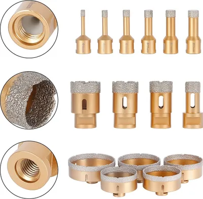 Image de Trépan diamanté Mucola, diamètre 82 mm, pour meuleuse d'angle, couleur or, filetage M14, pour carrelage
