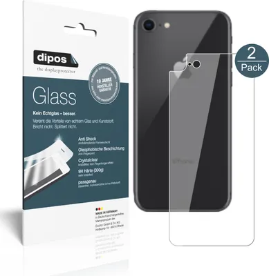 Obrázek produktu pro 2x ochranná fólie pro Apple iPhone SE 2 zadní kryt - anti-shock 9H fólie dipos Glass plastové sklo