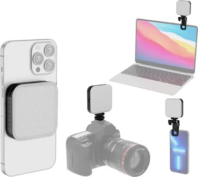 Produktbild von Magnetisches LED-Videolicht im Taschenformat, Fuelllicht fuer Fotografie, 2500 K šC 9000 K, dimmbares Videokonferenzlicht fuer Computer, Tablet, Mobiltelefon, DSLR-Kamera, eingebauter Akku mit Clip und Blitzschuhadapter
