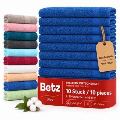 Produktbild von Betz 10 Stück Seiftücher 30x30 cm PALERMO 100% Baumwolle Farbe: blau, KI-generiertes Bild