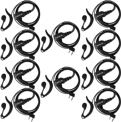 Produktbild von Retevis R111 Funkgeräte Headset G-Form Kopfhörer Einstellbare Lautstärke Kompatibel mit Walkie Talkie RT24 RT21 RT22 RT27 RT617 Tyhbelle BF-88E Baofeng BF-88E BF-888S Kenwood (10 STK.)