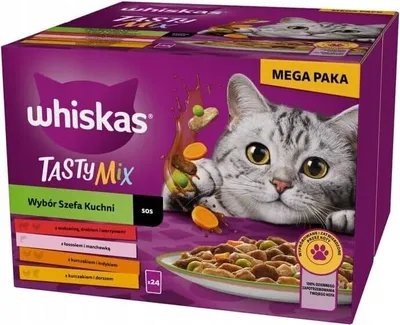 Produktbild von Whiskas Tasty Mix Chef´s Choice Katzenfutter nass in Sauce 96 Portionsbeuteln (4-er Pack)